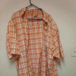 MEN shirt size 4x short sleeve button down orange and white